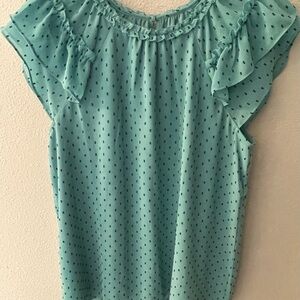 LOFT Aqua Pintucked Sleeveless Top M